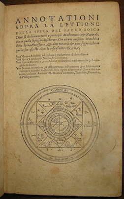 Mauro Mattei Annotationi sopra la lettione della Spera del Sacro Bosco dove si dichiarano tutti e principii mathematici & naturali, che in quella si possan' desiderare. Con alcune quistioni notabili a detta Spera necessarie & altri notandi & rari segreti, che in quella son ascosti... 1550 (al colophon) Firenze [Lorenzo Torrentino]